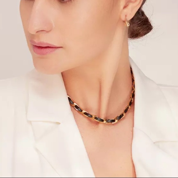 đź–¤18K gold plated braided leather choker - Picture 2 of 5